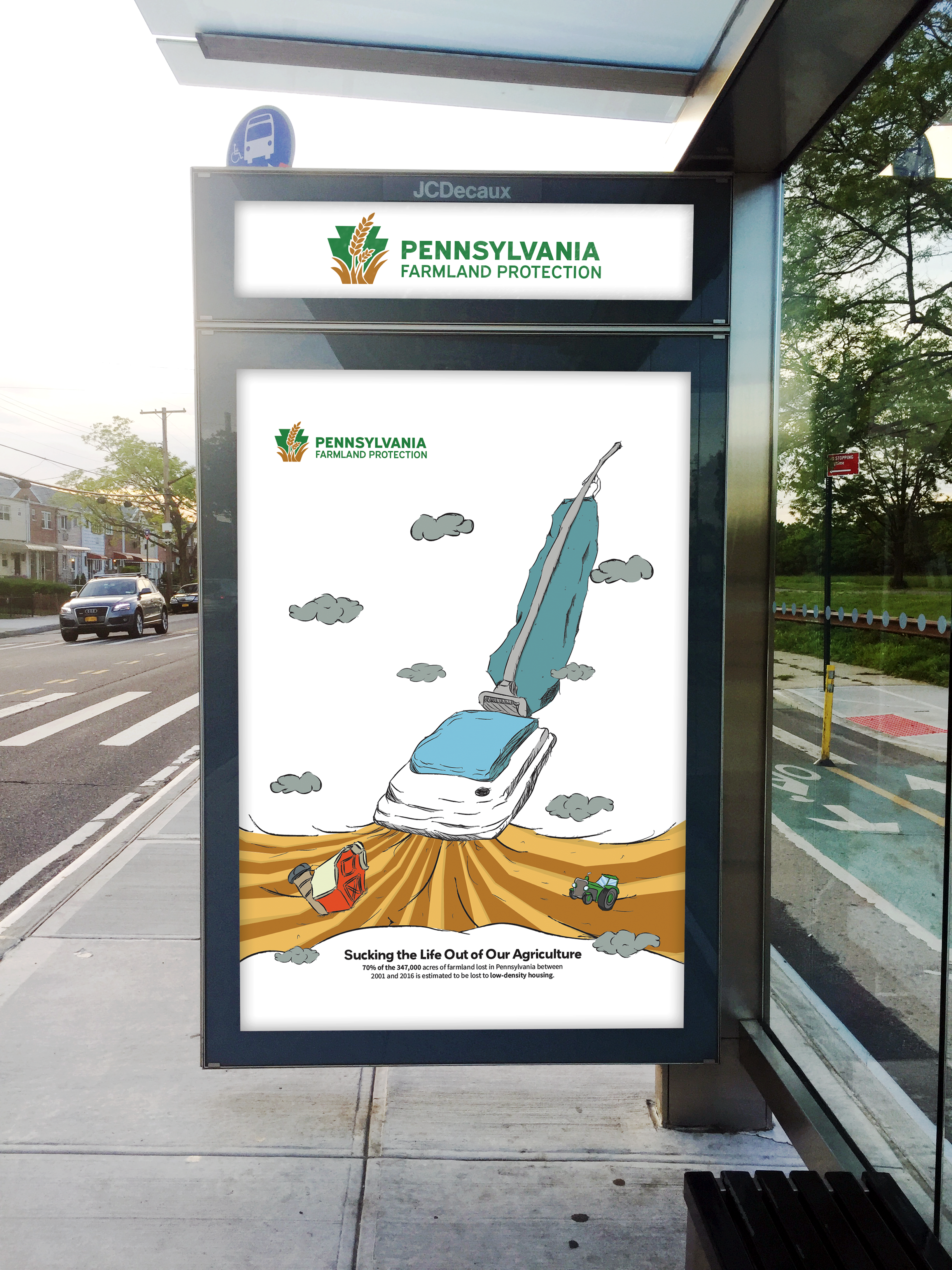 PA Farmland Protection Poster at Bus Shelter